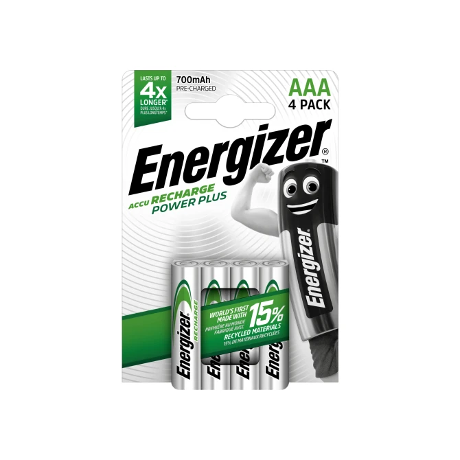 Energizer Oplaadbare Power Plus batterijen AAA / NH12 700 mAh blisterverpakking van 4 opgeladen batterijen (pak 4 stuks)