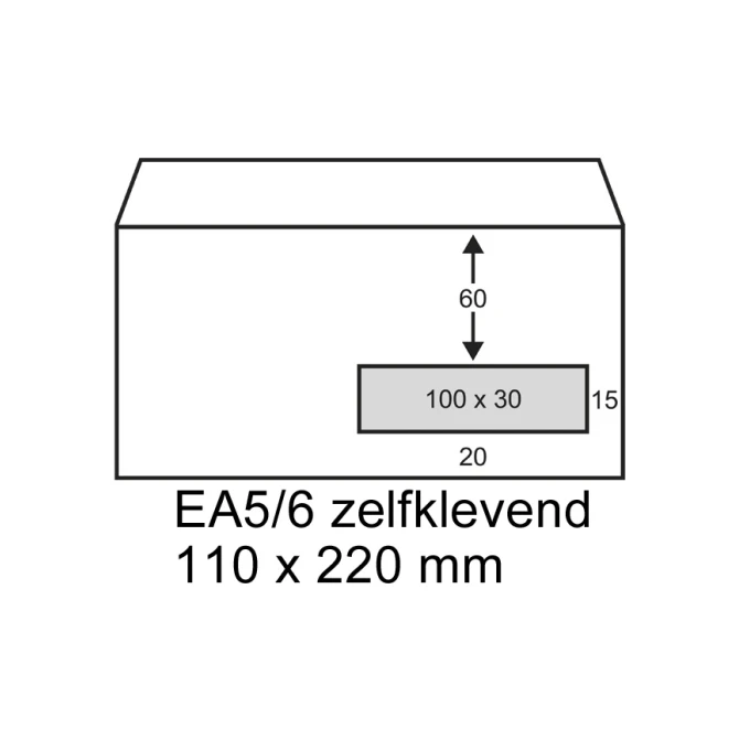 Envelop Raadhuis 110x220mm VR P/S/pk200