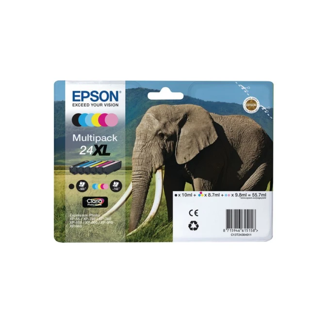 Epson 24XL Inktcartridge Multipack Zwart en kleur (pak 6 stuks)