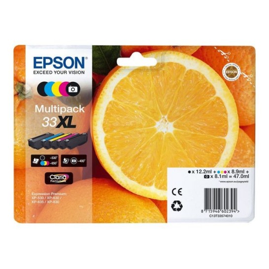 Epson 33XL Inktcartridge Multipack Zwart en kleur (blister 5 stuks)