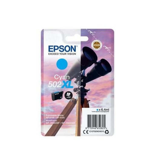 Epson 502XL Inktcartridge Hoog Capaciteit Cyaan (blister 1 stuk)
