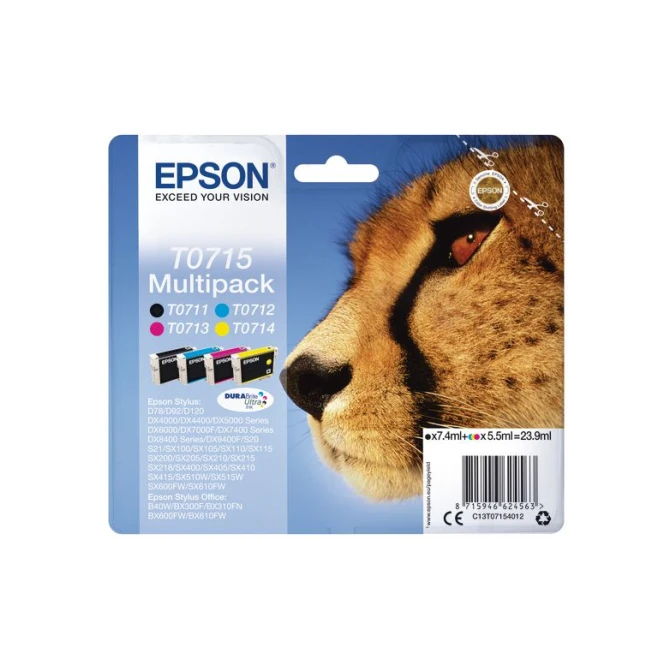 Epson T0715 Inktcartridge Multipack Zwart en kleur (blister 1 stuk)
