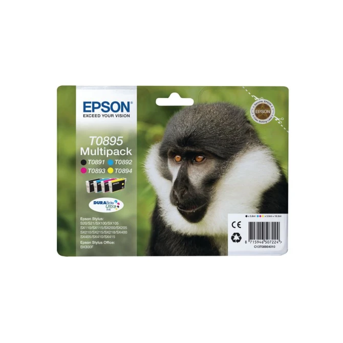 Epson T0895 Inktcartridge Multipack Zwart en kleur (pak 4 stuks)