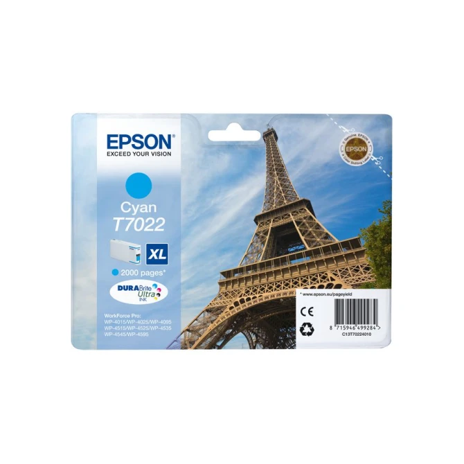 Epson T7022 Inktcartridge Cyaan Epson T7022 Inktcartridge Cyaan