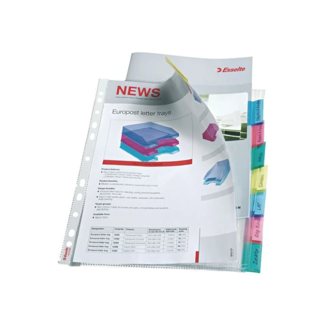 ESSELTE A4 Showtas met 8 Venstertabs PP 80 micron 11-gaats Transparant (set 8 stuks)