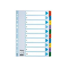 ESSELTE Index tabblad A4 polypropyleen en karton set van 1-10 tabbladen assorti (set 10 vel)