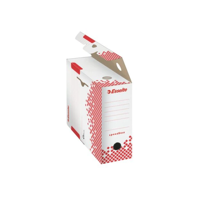 ESSELTE Speedbox Archiefdoos Karton 250 x 100 x 350 mm Wit met Rood (pak 25 stuks) ESSELTE Speedbox Archiefdoos Karton 250 x 100 x 350 mm Wit met Rood (pak 25 stuks)