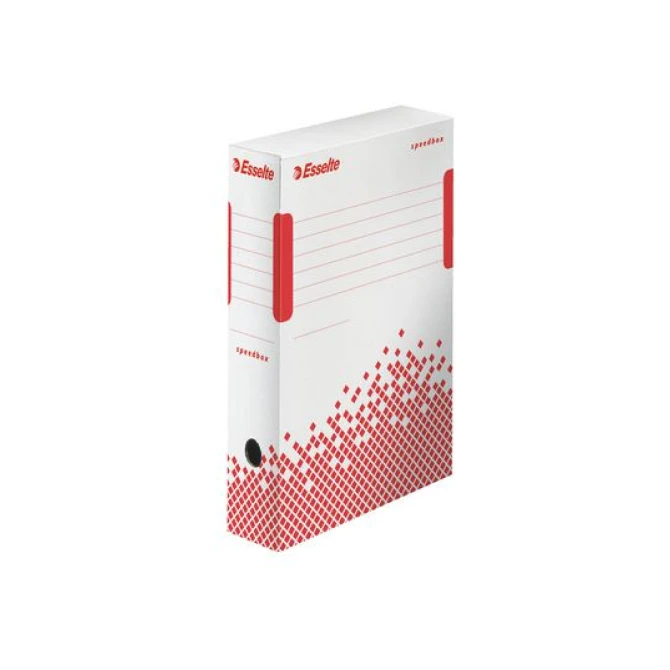 ESSELTE Speedbox Archiefdoos Karton 250 x 80 x 350 mm Wit met Rood (doos 25 stuks) ESSELTE Speedbox Archiefdoos Karton 250 x 80 x 350 mm Wit met Rood (doos 25 stuks)