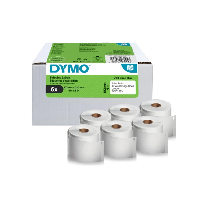DYMO Etiket 5XL verzendlabel 102x210mm (6 rollen) DYMO Etiket 5XL verzendlabel 102x210mm (6 rollen)