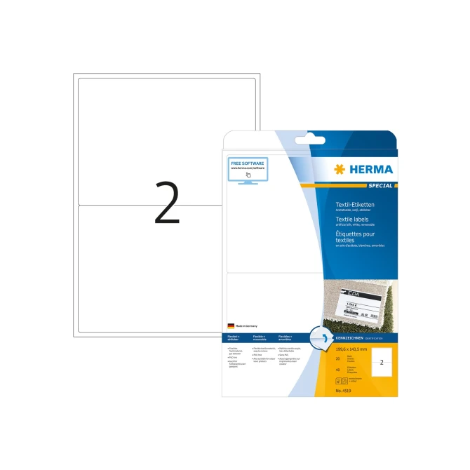 Etiket Herma textiel 199.6x143.5mm/pk40