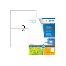 HERMA Etiketten Gerecycled Papier 210 x 148 mm Wit (1 pak x 160 stuks) HERMA Etiketten Gerecycled Papier 210 x 148 mm Wit (1 pak x 160 stuks)