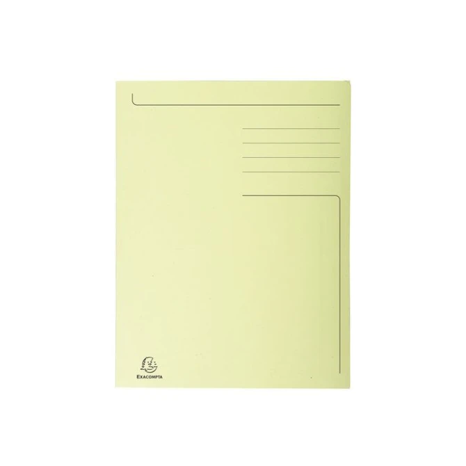 EXACOMPTA 3-Klepsmap Folio 280 g/m² Gerecycled karton Geel (pak 50 stuks)
