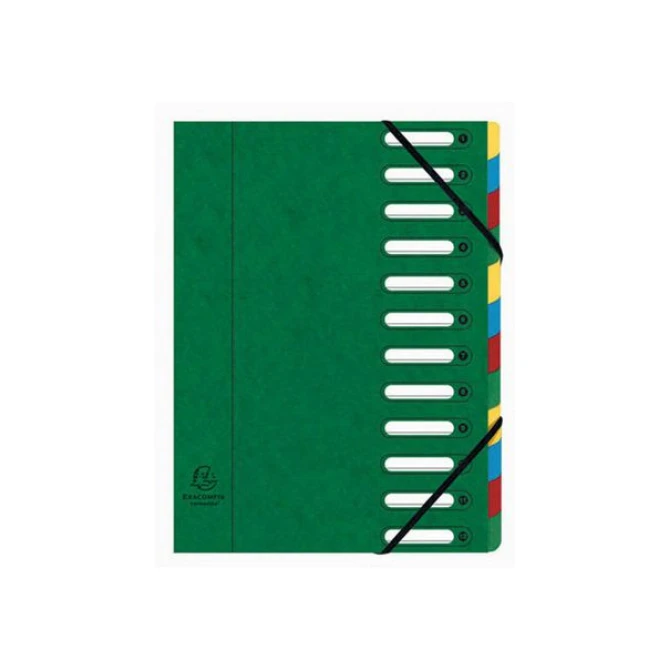 EXACOMPTA HARMONIKA Voorordner Met Uitrekbare Rug Karton 12 indelingen Groen