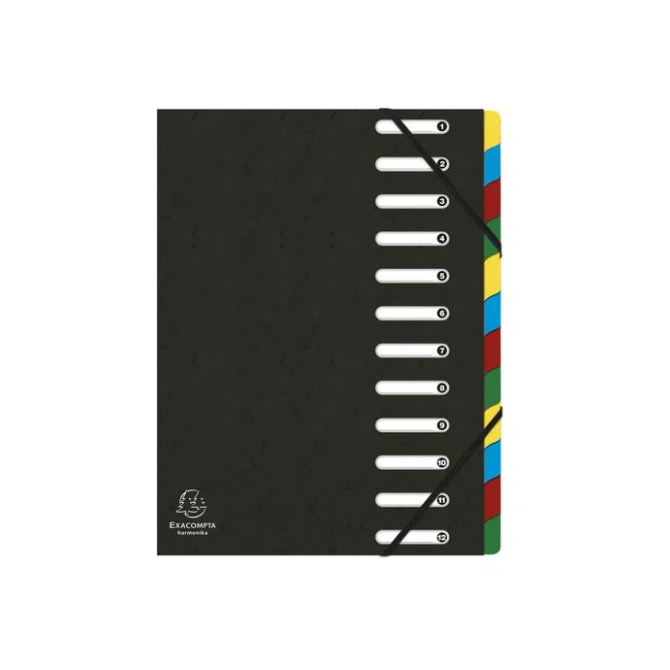 Exacompta HARMONIKA Voorordner Met Uitrekbare Rug. Karton. 12 indelingen. Zwart