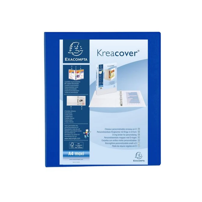EXACOMPTA KreaCover Presentatieringband A4 Maxi Ringcapaciteit 25 mm 4 rings Blauw
