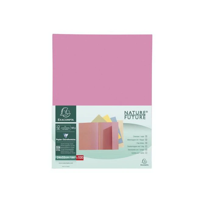 EXACOMPTA Vouwmap Nature Future met 1 klep A4 160 g/m² roze (pak 100 stuks) EXACOMPTA Vouwmap Nature Future met 1 klep A4 160 g/m² roze (pak 100 stuks)