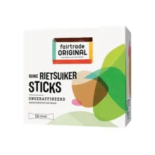 FAIR TRADE ORIGINAL Suikersticks Rietsuiker (pak 600 stuks) FAIR TRADE ORIGINAL Suikersticks Rietsuiker (pak 600 stuks)