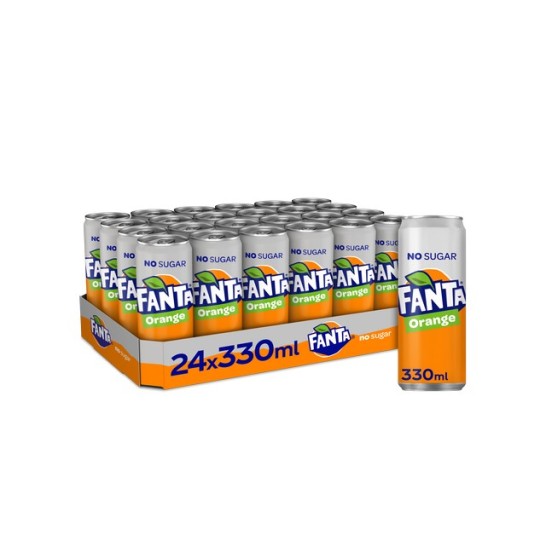 FANTA Orange ZERO Frisdrank 0.33 l blik (pak 24 stuks)