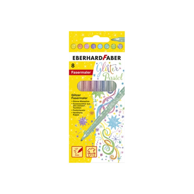 Faber Castell Viltstift FC glitter pastel/pk8