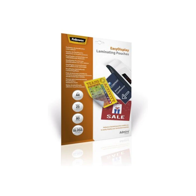 FELLOWES Admire EasyDisplay Lamineerhoezen A4 80 micron (pak 25 stuks) FELLOWES Admire EasyDisplay Lamineerhoezen A4 80 micron (pak 25 stuks)