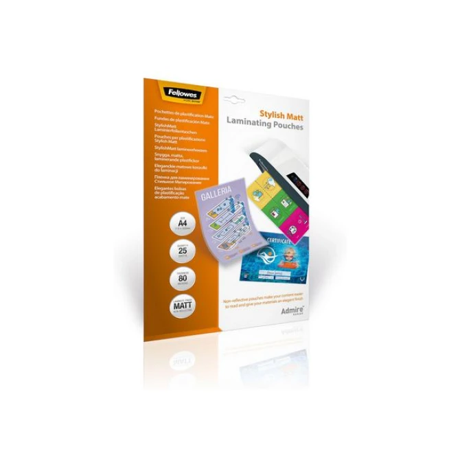 FELLOWES Admire Stylish Matt Lamineerhoezen A4 80 micron (pak 25 stuks) FELLOWES Admire Stylish Matt Lamineerhoezen A4 80 micron (pak 25 stuks)