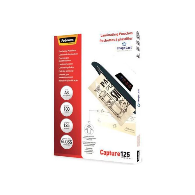 FELLOWES Lamineerhoes A3 303 x 426 mm 2 x 125 micron Glanzend (pak 100 stuks) FELLOWES Lamineerhoes A3 303 x 426 mm 2 x 125 micron Glanzend (pak 100 stuks)