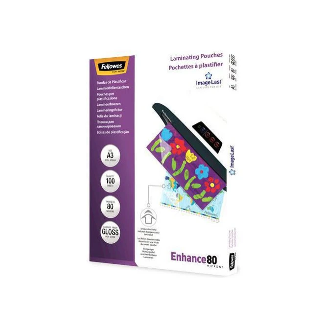 FELLOWES Lamineerhoes A3 303 x 426 mm 2 x 80 micron Glanzend (pak 100 stuks) FELLOWES Lamineerhoes A3 303 x 426 mm 2 x 80 micron Glanzend (pak 100 stuks)