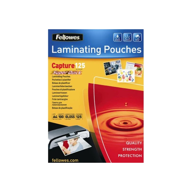 FELLOWES Lamineerhoes A4 216 x 303 mm 2 x 125 micron Glanzend (pak 100 stuks) FELLOWES Lamineerhoes A4 216 x 303 mm 2 x 125 micron Glanzend (pak 100 stuks)