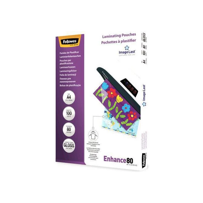 FELLOWES Lamineerhoes A4 216 x 303 mm 2 x 80 micron Glanzend (doos 100 stuks) FELLOWES Lamineerhoes A4 216 x 303 mm 2 x 80 micron Glanzend (doos 100 stuks)