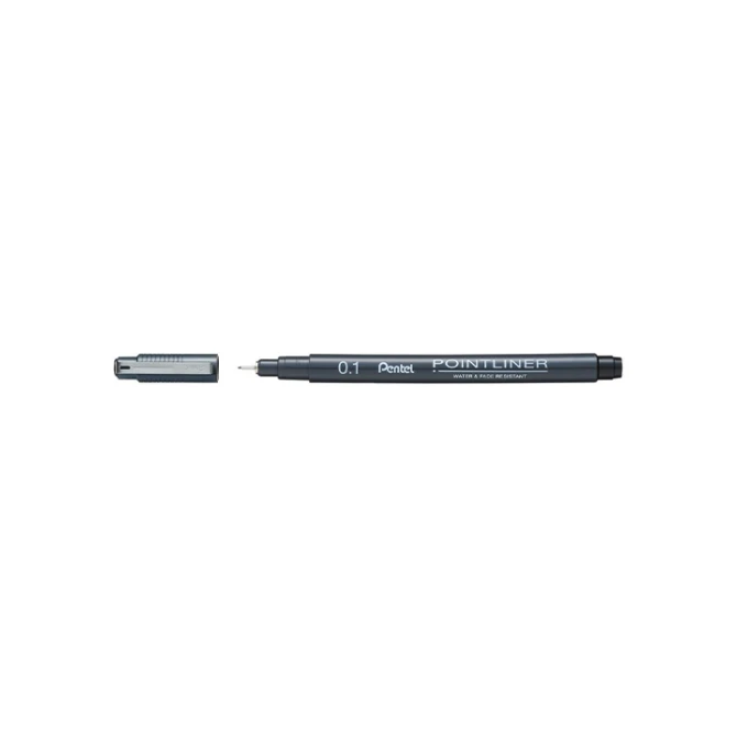 Fineliner Pentel S20P 0.1mm zw (12 stuks)