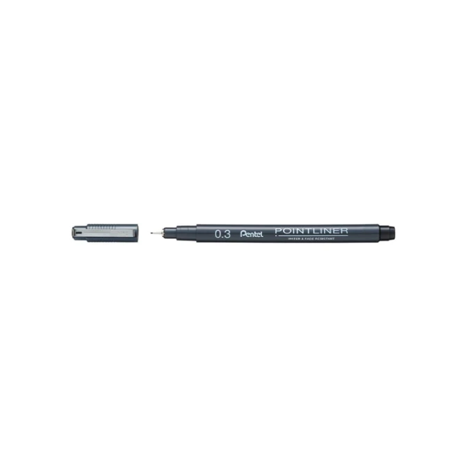 Fineliner Pentel S20P 0.3mm zw (12 stuks)