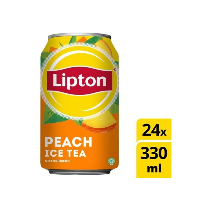 LIPTON Peach Ice Tea 0.33 l Koolzuurvrij Blik (pak 24 stuks)