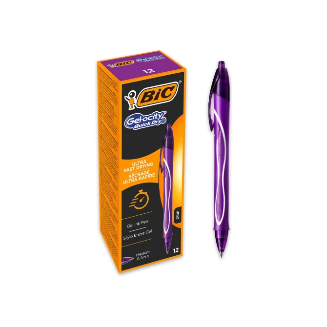 BiC Gelpen Gelocity Quik Dry paars/ds12