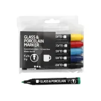 Creotime Glas/porseleinstiften . lijndikte1-3mm. assorti (pak 6 stuks)