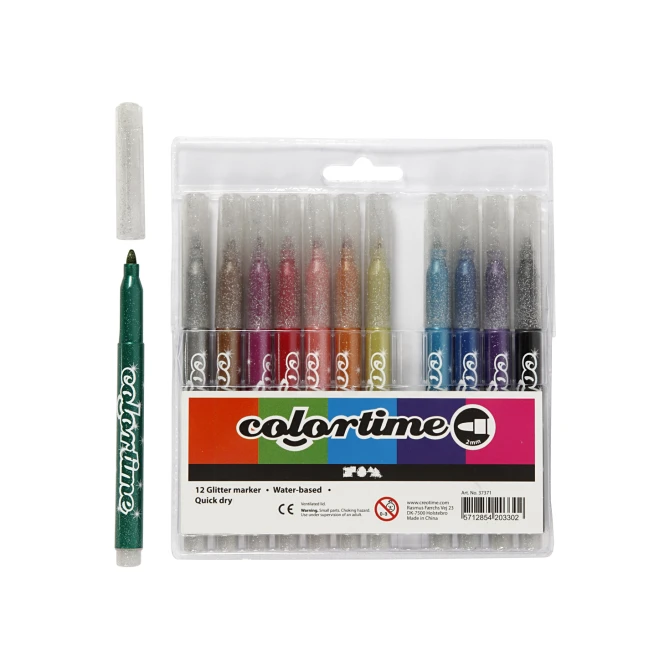 Colortime Glitterstift Lijndikte: 4.2mm Assorti (pak 12 stuks)