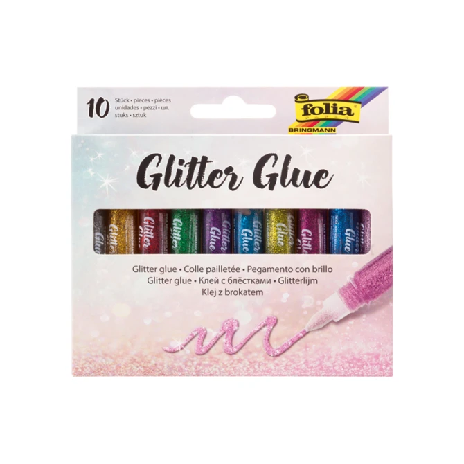 Folia Paper Glitterlijm assorti/pk10