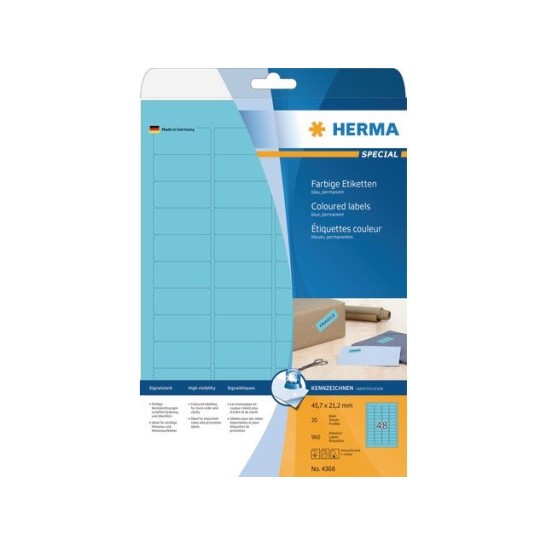 HERMA Etiketten 457 x 212 mm 960 stuks blauw (pak 960 stuks)