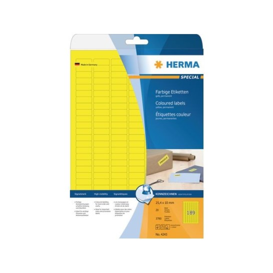 HERMA Etiketten 50 x 140 mm 3780 stuks geel (pak 3780 stuks)
