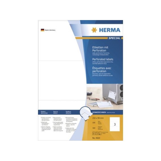 HERMA Etiketten met perforatie 99 x 210 mm 300 stuks (pak 300 stuks)