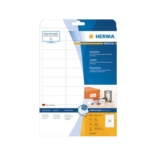 HERMA Etiketten voor Inkjetprinters 635 x 254 mm Wit (pak 825 stuks)