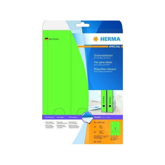 HERMA Geklerude rugetiketten 61x297mm groen (pak 60 stuks)