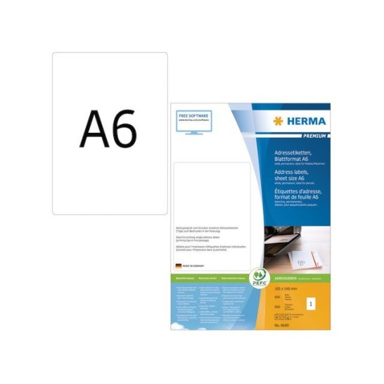 HERMA HERMA Premium - adresetiketten - 800 etiket(ten) - A6 (pak 800 stuks)