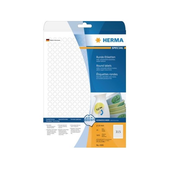 HERMA Markeer etiketten Diameter 10 mm wit (pak 7875 stuks)
