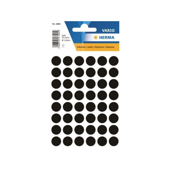 HERMA Markeer punten diameter 12 mm rond zwart (pak 240 stuks)