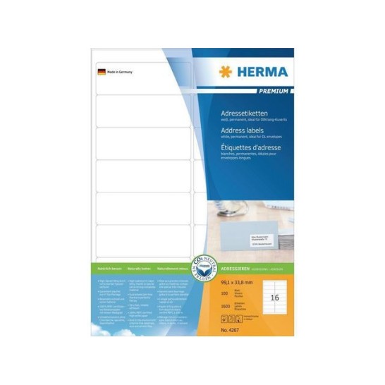 HERMA PREMIUM etiketten met ronde hoeken 991x338 mm 4267 (pak 1600 stuks)