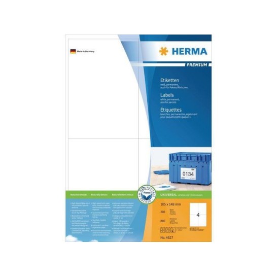 HERMA Premium permanent papieretiket 105 x 148 mm rechte hoek wit (pak 800 stuks)