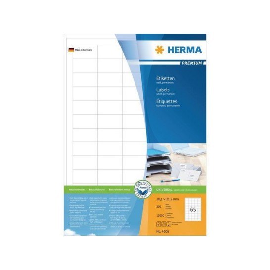 HERMA Premium permanent papieretiket 381 x 212 mm rechte hoek wit (pak 13000 stuks)