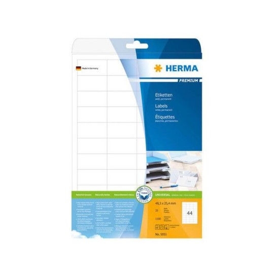 HERMA Premium permanent papieretiket 483 x 254 mm rechte hoek wit (pak 1100 stuks)