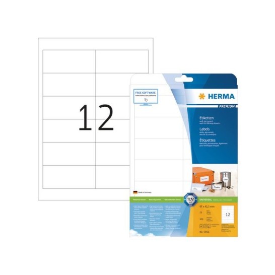 HERMA Premium permanent papieretiket 97 x 423 mm rechte hoek wit (pak 300 stuks)