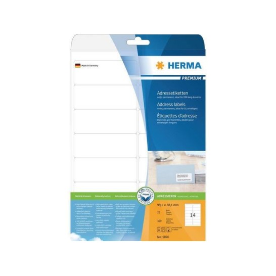 HERMA Premium permanent papieretiket 991 x 381 mm ronde hoek wit (pak 350 stuks)